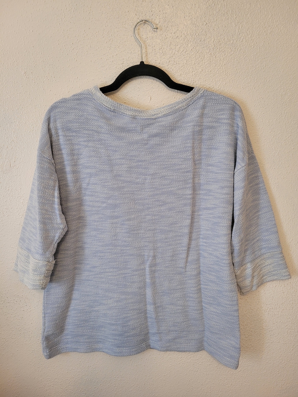 Columbia Women’s Medium Blue White Marled Knit 3/4 Sleeve Pullover Sweater - Picture 7 of 8
